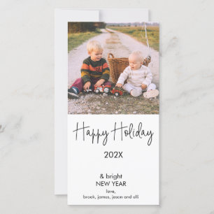 Modern Photo Happy Holidays Christmas Photocard Announcement