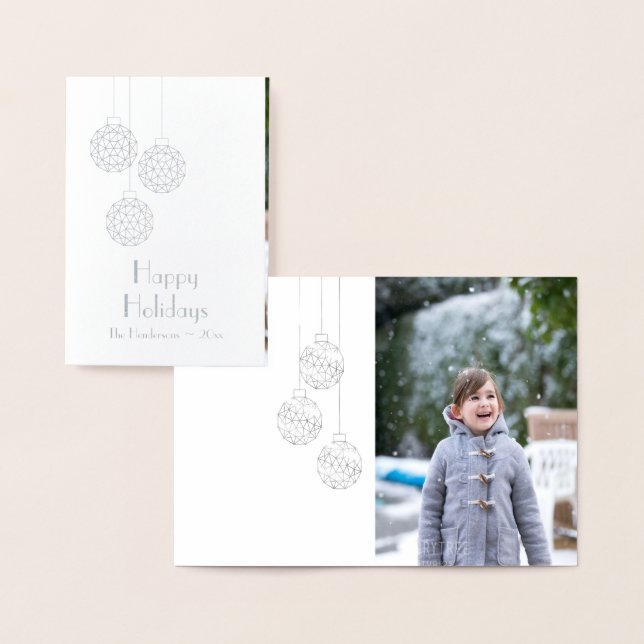 Modern Photo Holiday Card in Silver Foil (Display)