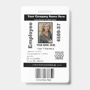 Modern Photo ID Card Employee Business QR Logo Badge