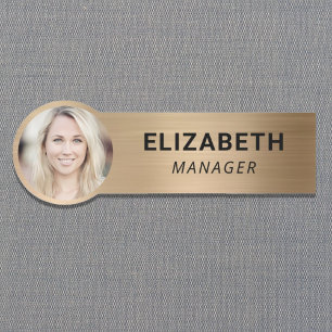Modern Photo ID Gold Name Tag