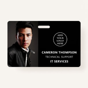 Modern Photo ID Staff Name Job Title Business Logo ID Badge