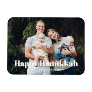 Modern photo image picture custom text Hanukkah Magnet