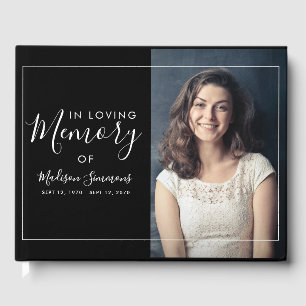 Modern Photo In Loving Memory of Memorial Funeral  Guest Book