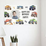 Modern Photo | Kids Monster Trucks Birthday Party Banner<br><div class="desc">Get ready to rev up the fun, little monsters! Celebrate your child's big day with our 'BOOM, CLASH, IT'S A MONSTER TRUCK BASH' Birthday Party Banner. Featuring bright and adorable monster trucks, a personalised photo, and a special message with your child's name, this banner will be the highlight of the...</div>