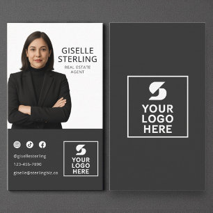 Modern Photo Logo Real Estate Agent  Business Card