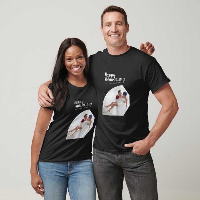 Modern Photo Love Husband Wife Happy Anniversary T-Shirt (Unisex)