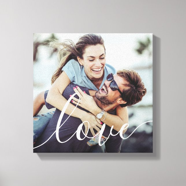 Modern Photo Love Script Canvas Print (Front)