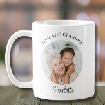 Modern Photo Love You Grandma  Coffee Mug<br><div class="desc">This modern Grandma mug says "Love you Grandma" and is easily customisable with your name and photo.
Makes a special gift for a special grandparent.</div>