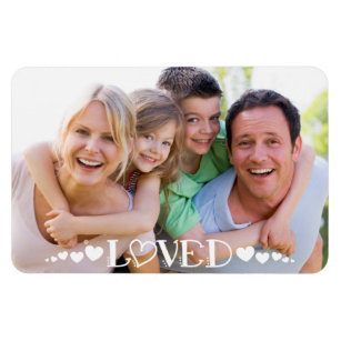Modern Photo LOVED Typography Hearts Magnet