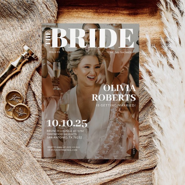 Modern Photo Magazine Cover Bridal Shower Invitation (Creator Uploaded)