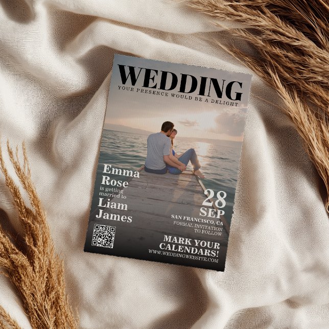 Modern Photo Magazine Cover Unique Save the Date (Creator Uploaded)