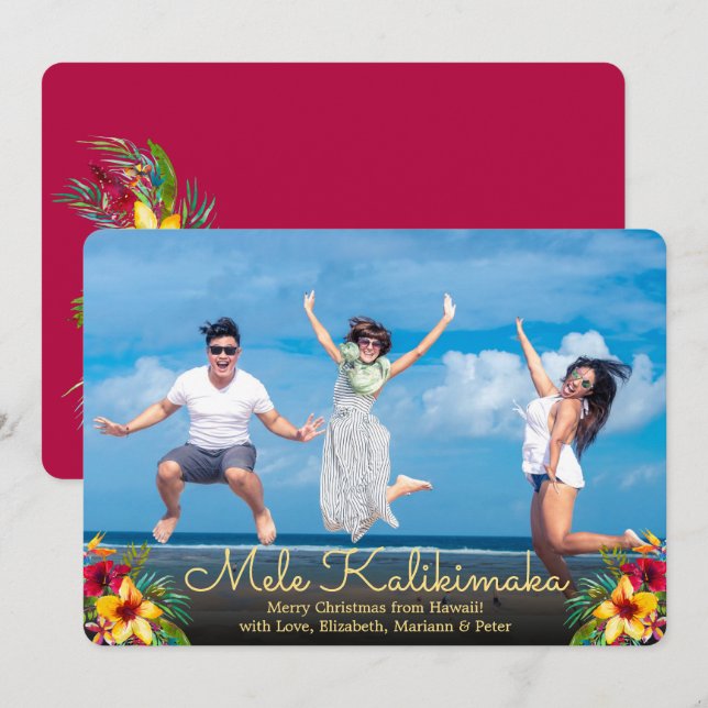 Modern Photo Mele Kalikimaka Christmas Cards (Front/Back)