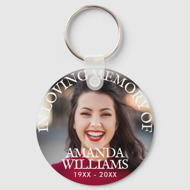 Modern Photo Memorial Keepsakes in Loving Memory Key Ring (Front)
