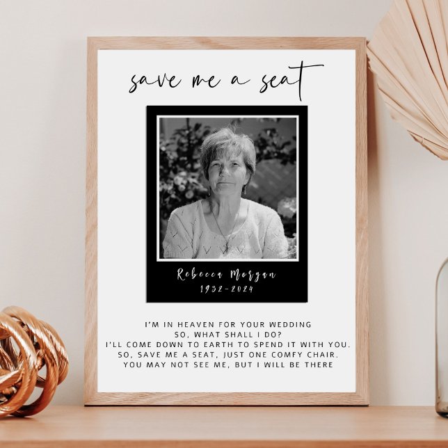 Modern Photo Memorial Saving a Seat Wedding Sign (Creator Uploaded)