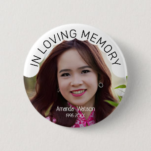 Modern Photo Memorial Tribute Funeral 6 Cm Round Badge