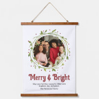 Modern Photo Merry & Bright Script Wreath