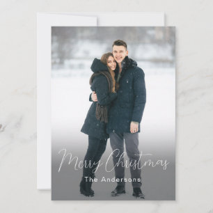 Modern Photo Merry Christmas Family Name Holiday Card