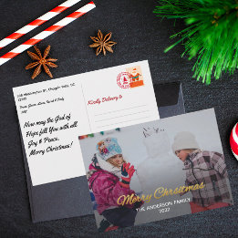 Modern Photo Merry Christmas Holiday Card