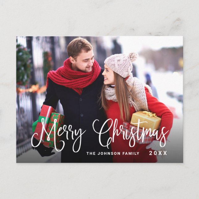 Modern PHOTO Merry Christmas Holiday Greeting Card (Front)