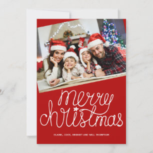 Modern Photo Merry Christmas script holiday card