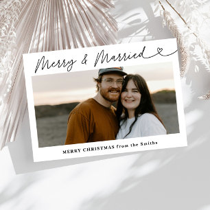 Modern Photo Merry & Married Newlywed Christmas Holiday Card