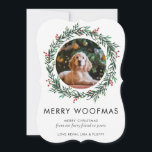 Modern Photo Merry Woofmas Christmas Dog Wreath Holiday Card<br><div class="desc">Ideal way to send your seasons greeting to your fellow animal lovers this year! With our beautifully simple and modern design font and rustic yet festive Christmas wreath,  this holiday card is perfect for anyone who loves their pet. Modern Photo Merry Woofmas Christmas Dog Wreath Holiday Card</div>