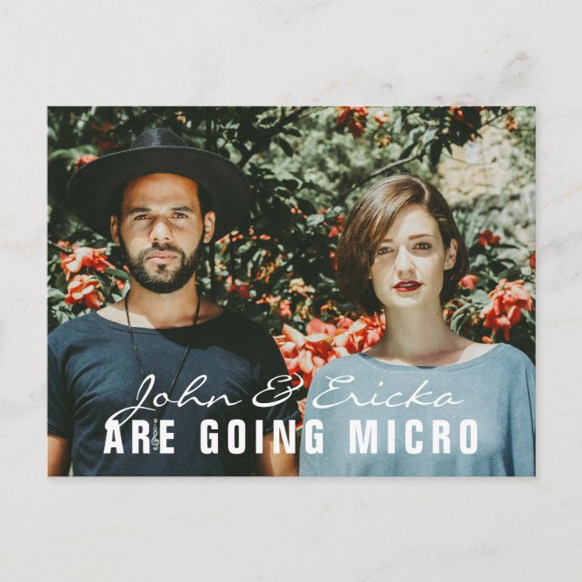 Modern Photo Micro Wedding Downsized Announcement (Front)