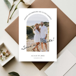 modern photo minimal save the date announcement