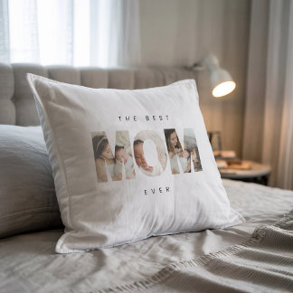 Modern Photo Minimalist Best Mum Throw Pillow