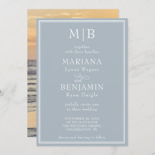 Modern Photo Minimalist Light Grey Wedding Invitation