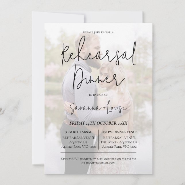 Modern Photo Minimalist Rehearsal Dinner Invitation (Front)