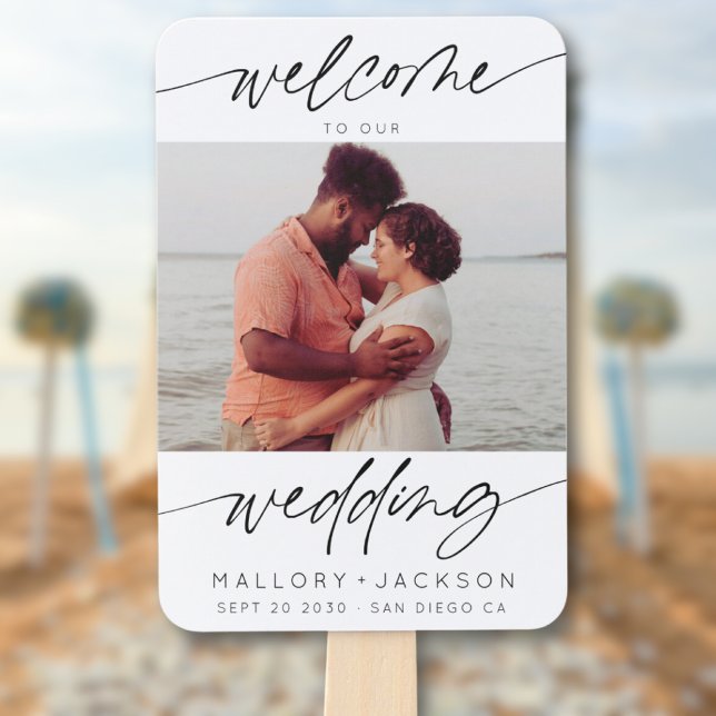 Modern Photo Minimalist Script Welcome Wedding Hand Fan (Creator Uploaded)