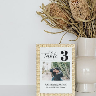 Modern Photo minimalist Wedding decor Table Number