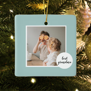 Modern Photo Mint Lovely Grandma Gift Ceramic Ornament