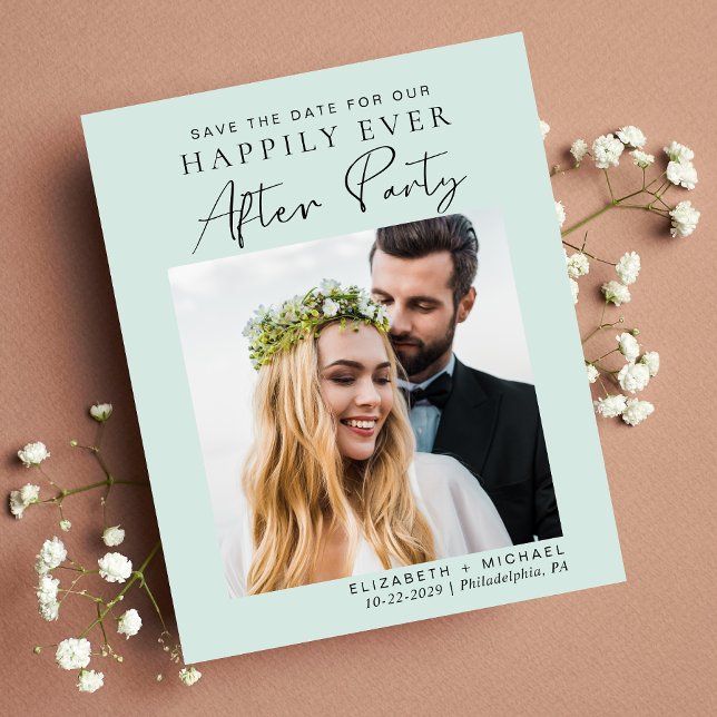  Modern Photo Mint Wedding Reception Invitation (Creator Uploaded)