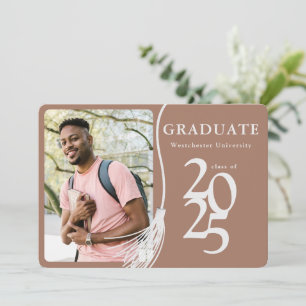 Modern Photo Mocha Brown Graduation Party Invitation
