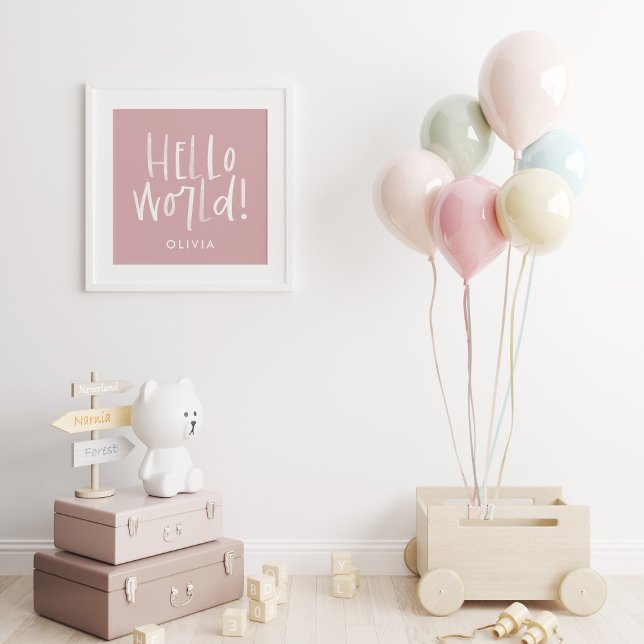 Modern photo monogram family girly pink and white  poster (Creator Uploaded)