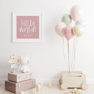 Modern photo monogram family girly pink and white  poster