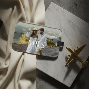 Modern Photo Monogram Newlyweds Travel Luggage Tag