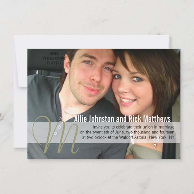 Modern Photo Monogram Wedding Invitations (Front)
