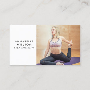 Modern Photo Monogram Yoga Instructor Business Card