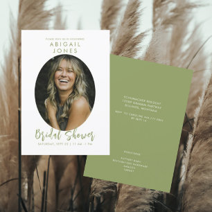 Modern Photo Moss Green Bridal Shower Invitation