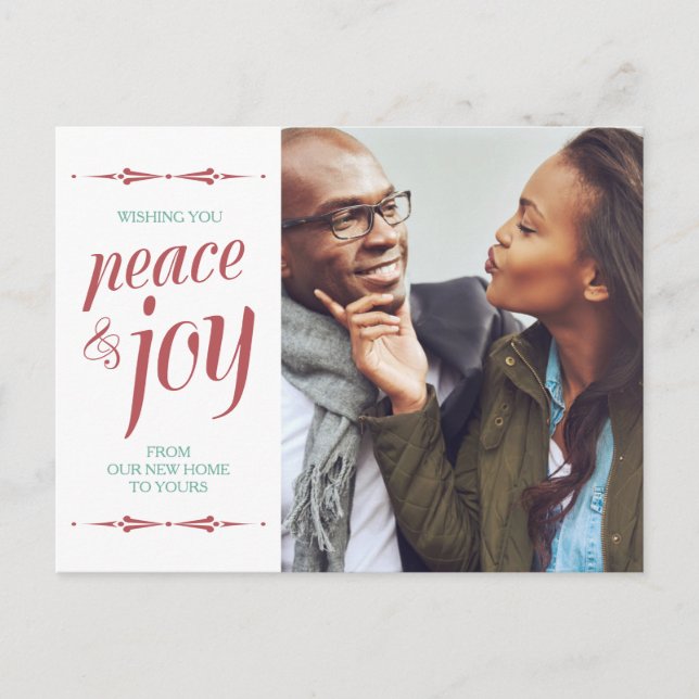 Modern Photo Moving Announcement Christmas Postcard (Front)