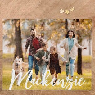 Modern Photo Name Personalised Jigsaw Puzzle