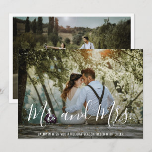 Modern Photo Newlywed Christmas Holiday Card