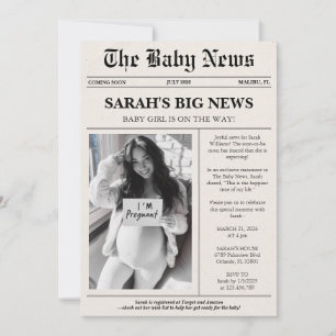 Modern Photo Newspaper Baby Shower Invitation