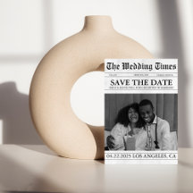 Modern photo newspaper wedding save the date