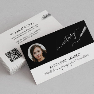 Modern photo notary mobile signing agent  business card