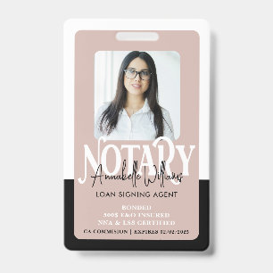 Modern Photo Notary Public ID Badge