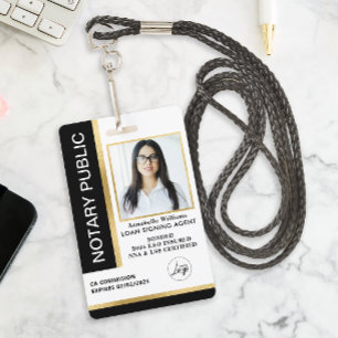 Modern Photo Notary Public ID Badge